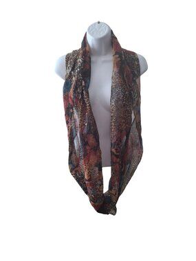 Womens Floral Animal Print Multicolor Infinity Scarf Boho Cottagecore Sheer